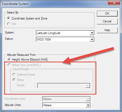 Tech Talk: MSL/Geoid Selection Issue in GPS Pathfinder Office