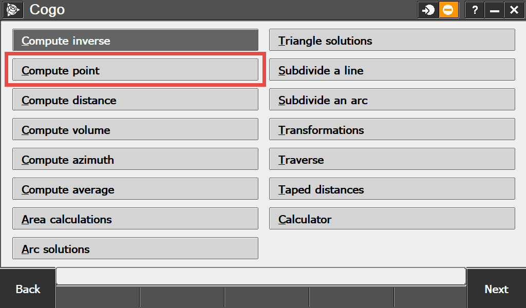 Walk-through of the Compute Point functions within Trimble Access COGO