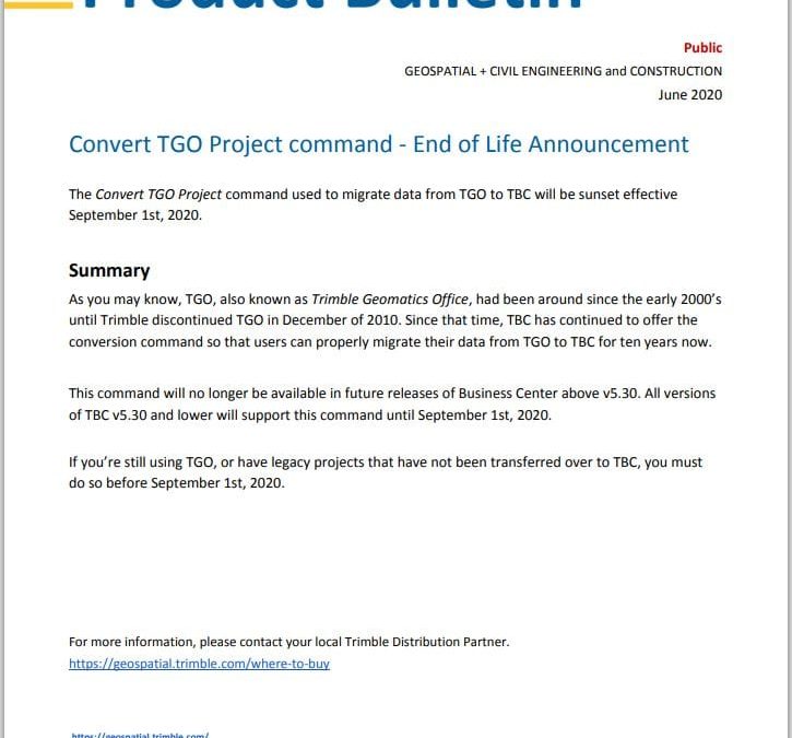 TGO Project Converter- End of Life Announcement