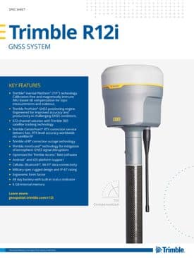 Frontier Precision Trimble R12i GNSS System Spec Sheet Page 1