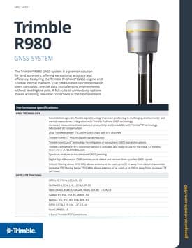 Frontier Precision Trimble R980 GNSS System Spec Sheet Page 1