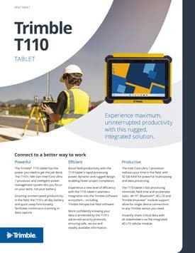 Frontier Precision Trimble T110 Tablet Spec Sheet Page 1