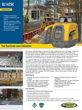 Frontier Precision Buildings Spectra Precision GL1425C Laser Level Datasheet