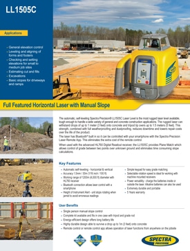 Frontier Precision Buildings Spectra Precision LL1505C Laser Level Datasheet