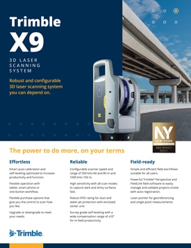 Frontier Precision Buildings Trimble X9 3D Laser Scanning System Spec Sheet