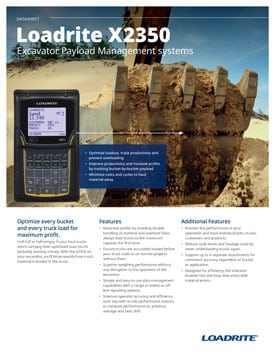 Frontier Precision Civil Construction Loadrite X2350 Excavator Payload Management Systems Datasheet