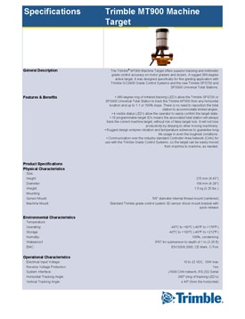 Frontier Precision Civil Construction Trimble MT900 Machine Target Spec Sheet