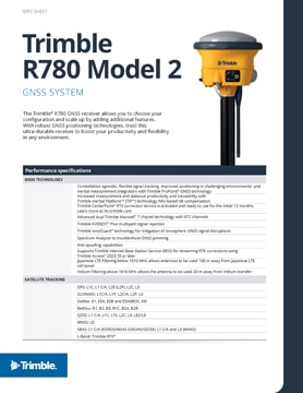 Frontier Precision Civil Construction Trimble R780 Model 2 Spec Sheet