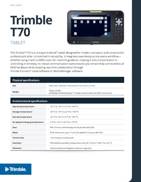 Frontier Precision Trimble T70 Tablet Spec Sheet Page 1