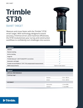 Frontier Precision Trimble ST30 Smart Target Spec Sheet Page 1